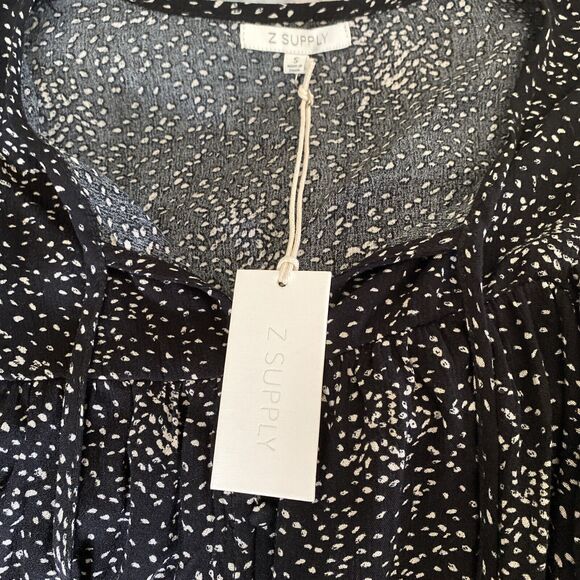 NWT Z Supply Miriam Dot Blouse SMALL Black Top - Picture 7 of 7